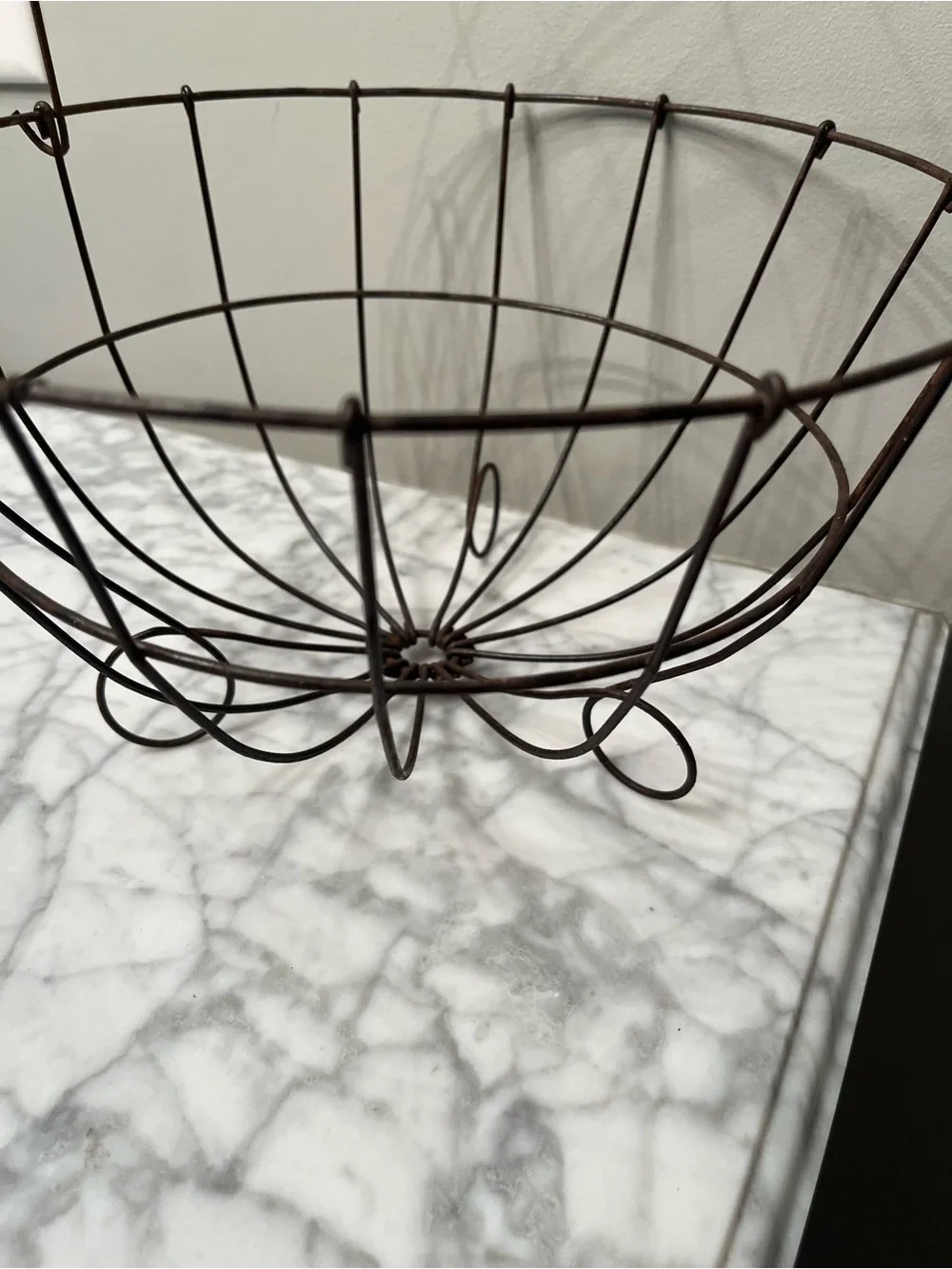 Vintage french style round wire gathering basket.